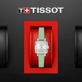 Tissot T Lady Lovely Square Silver Dial Light Green Leather Strap Watch for Women - T058.109.16.031.01 Buy Now By Tissot