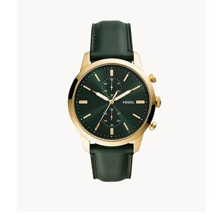 Fossil Townsman Chronograph Green Dial Green Leather Strap Watch for Men - FS5599 Buy Now By Fossil
