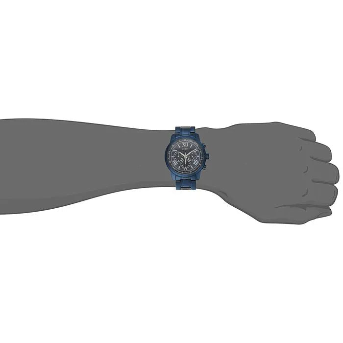 Guess Horizon Chronograph Black Dial Blue Steel Strap Watch For Men - W0379G5 Buy Now By Guess