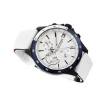 Tommy Hilfiger Bank Chronograph White Dial White Rubber Strap Watch for Men - 1791723 Buy Now By Tommy Hilfiger