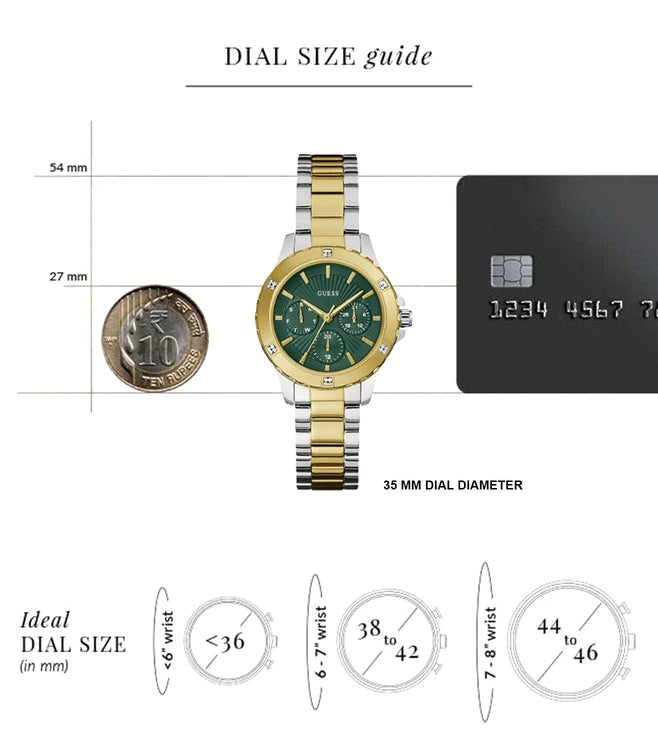 Guess Mist Analog Green Dial Two Tone Steel Strap Watch For Women - GW0723L1 Buy Now By Guess