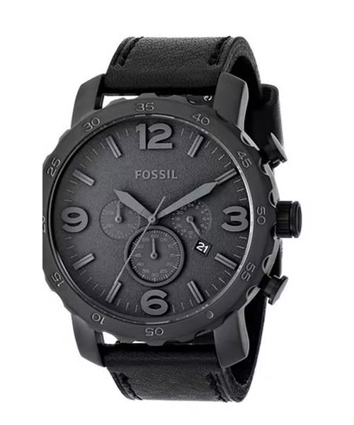 Fossil Nate Chronograph Black Dial Black Leather Strap Watch for Men - JR1354 Buy Now By Fossil
