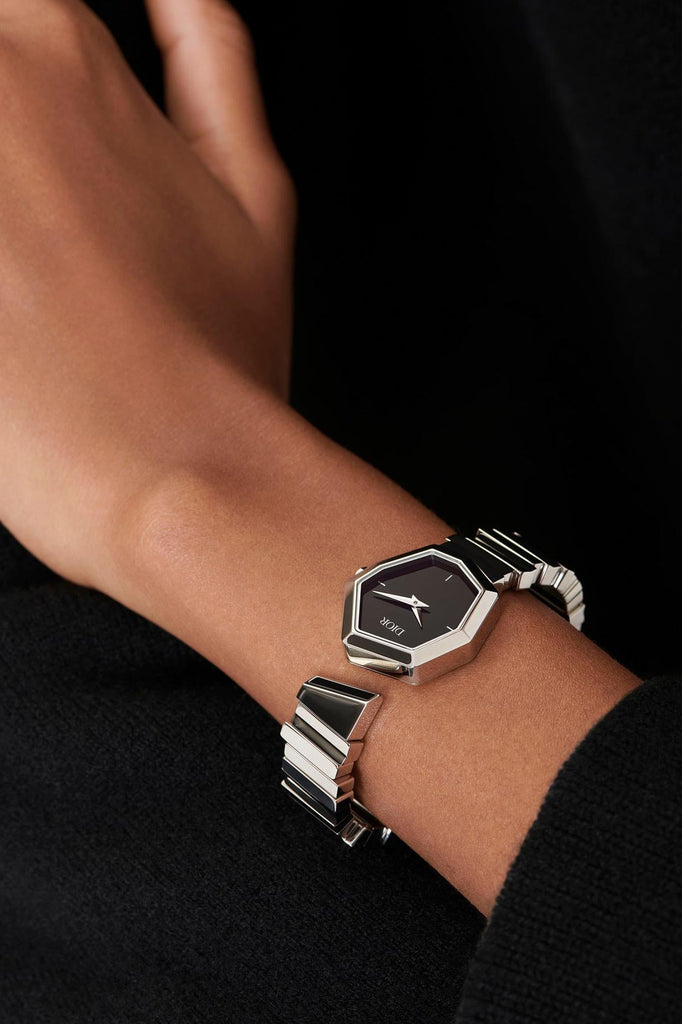 Dior Gem Dior Black Mother of Pearl Dial Silver Steel Strap Watch for Women - CD18111X1005 Buy Now By Dior