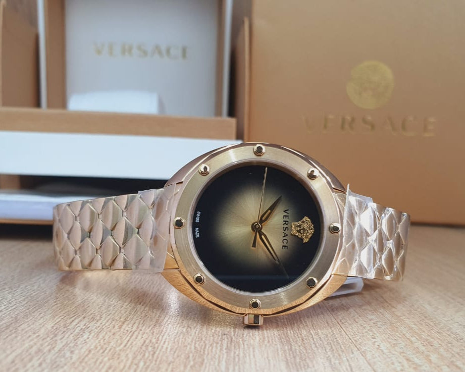 Versace Shadov Quartz Gold Dial Gold Steel Strap Watch for Women - VEBM00618 Buy Now By Versace