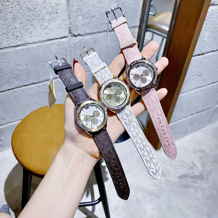 Michael Kors Multifunction Silver Dial Pink Leather Strap Watch For Women - MK7206 Buy Now By Michael Kors