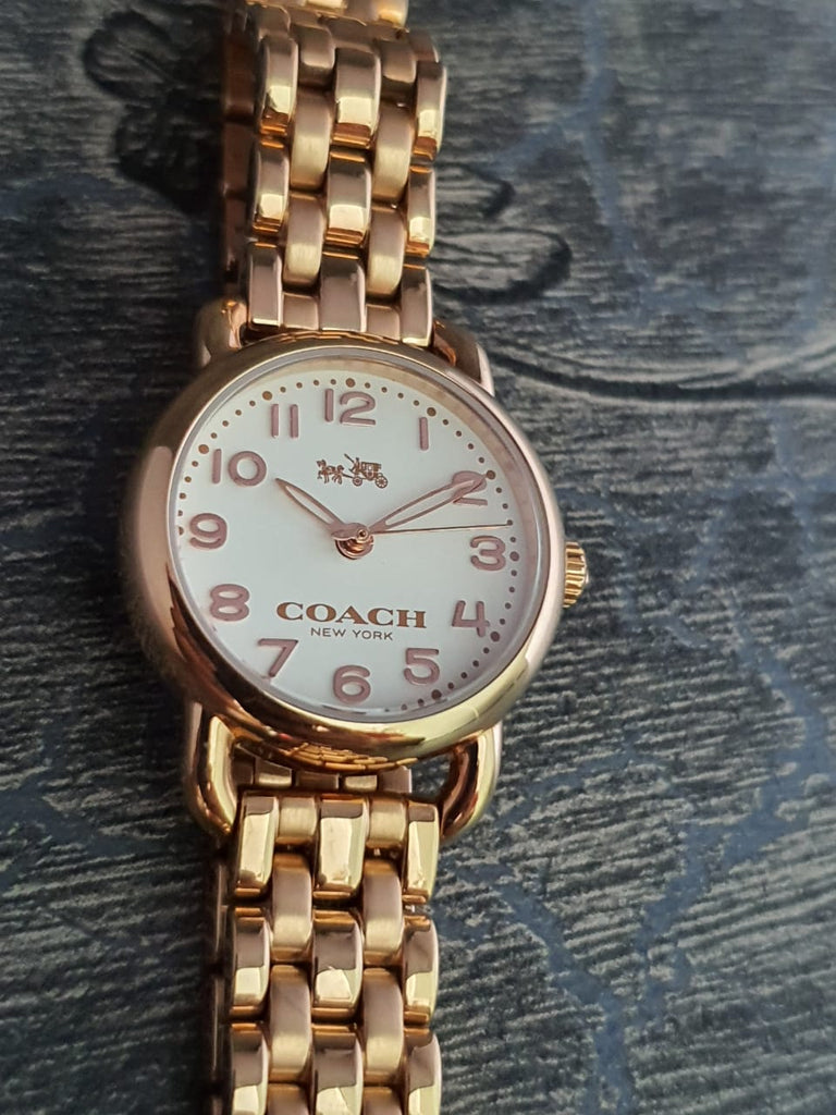 Coach Delancey White Dial Rose Gold Steel Strap Watch for Women - 14502242 Buy Now By Coach