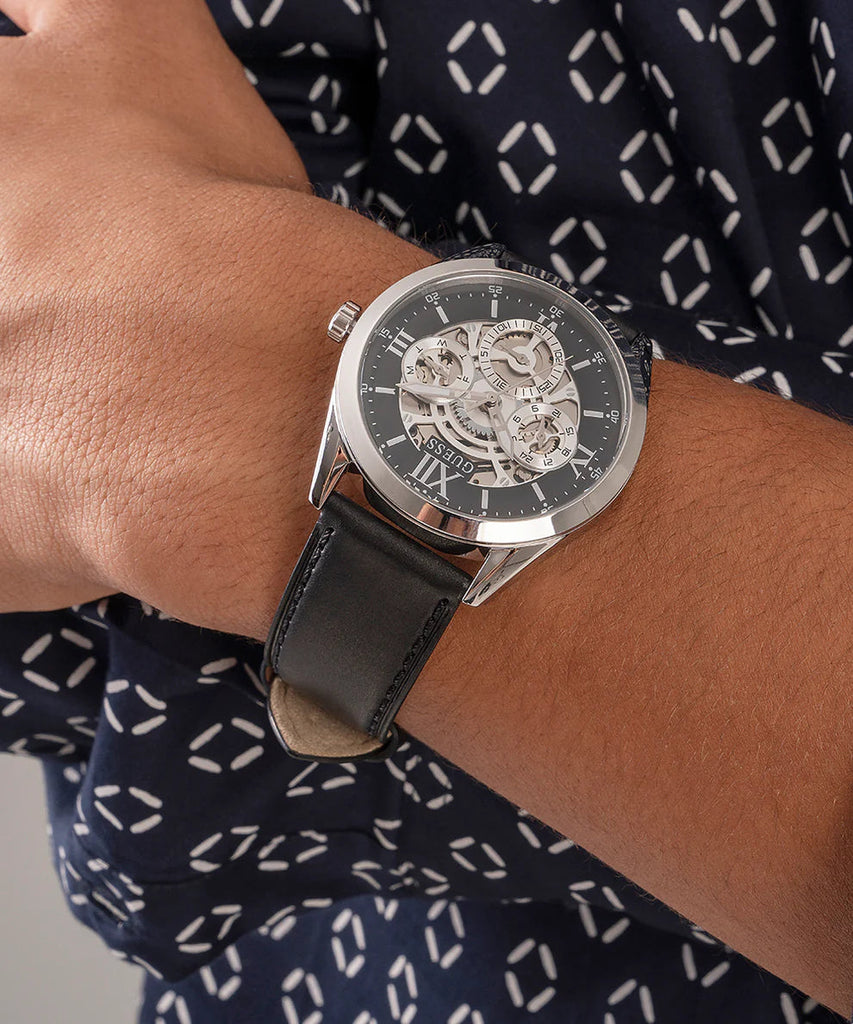 Guess Tailor Multifunction Black Dial Black Leather Strap Watch for Men - GW0389G1 Buy Now By Guess