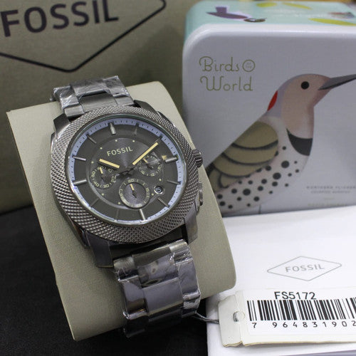 Fossil Machine Chronograph Grey Dial Grey Steel Strap Watch for Men - FS5172 Buy Now By Fossil