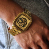 Fossil Inscription Automatic Skeleton Black Dial Gold Steel Strap Watch for Men - BQ2573 Buy Now By Fossil