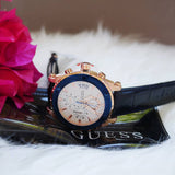 Guess Pinnacle Chronograph White Dial Blue Leather Strap Watch For Men - W0673G6 Buy Now By Guess