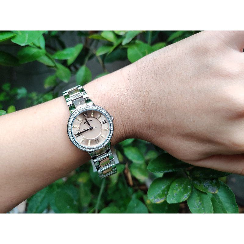 Fossil Virginia Rose Gold Dial Two Tone Steel Strap Watch for Women - ES3405 Buy Now By Fossil
