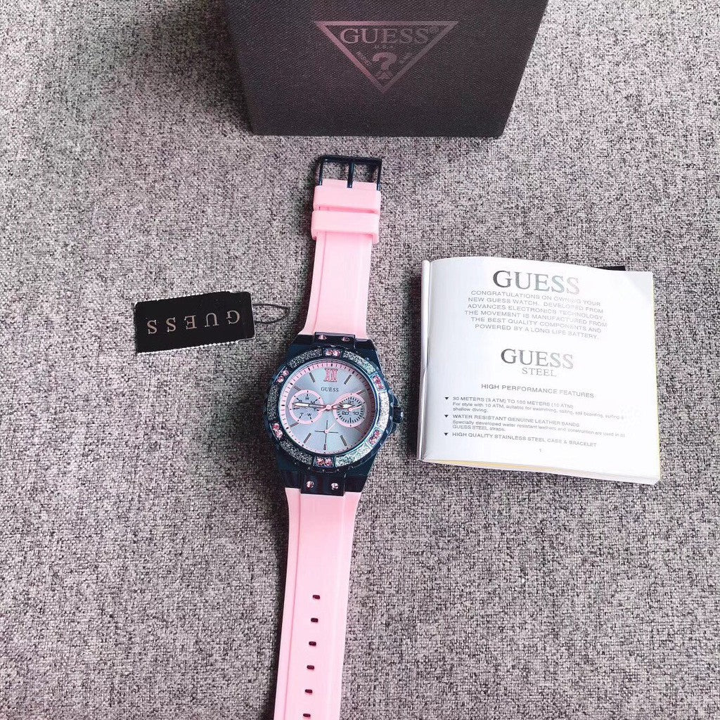 Guess Limelight Blue Dial Pink Rubber Strap Watch For Women - W0775L5 Buy Now By Guess