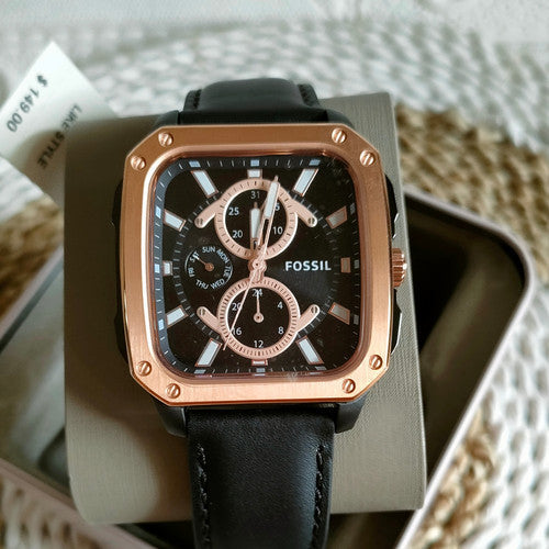 Fossil Multifunction Black Dial Black Leather Strap Watch for Men - BQ2654 Buy Now By Fossil