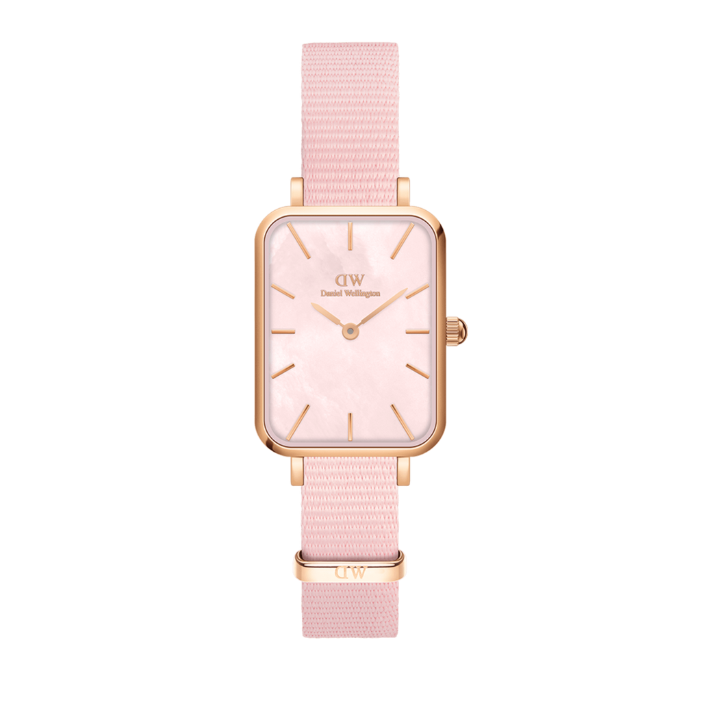 Daniel Wellington Quadro Pressed Mother of Pearl Pink Dial Pink Nylon Strap Watch For Women - DW00100509 Buy Now By Daniel Wellington