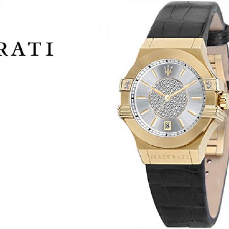 Maserati Potenza Diamonds Silver Dial Black Leather Strap Watch For Women - R8851108505 Buy Now By Maserati