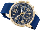 Guess Sunrise Blue Dial with Diamonds Blue Rubber Strap Watch For Women - W0616L2 Buy Now By Guess