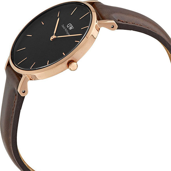 Daniel Wellington Classic Petite Bristol Black Dial Brown Leather Strap Watch For Women - DW00100165 Buy Now By Daniel Wellington