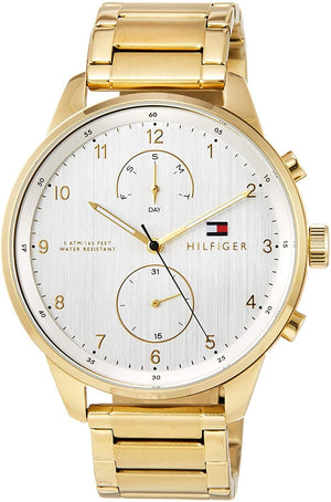 Tommy Hilfiger Chase Quartz White Dial Gold Steel Strap Watch for Men - 1791576 Buy Now By Tommy Hilfiger