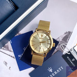 Maserati Epoca Golden Dial Golden Mesh Bracelet Watch For Men - R8853118003 Buy Now By Maserati