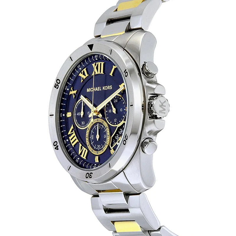 Michael Kors Brecken Chronograph Blue Dial Two Tone Steel Strap Watch For Men - MK8437 Buy Now By Michael Kors