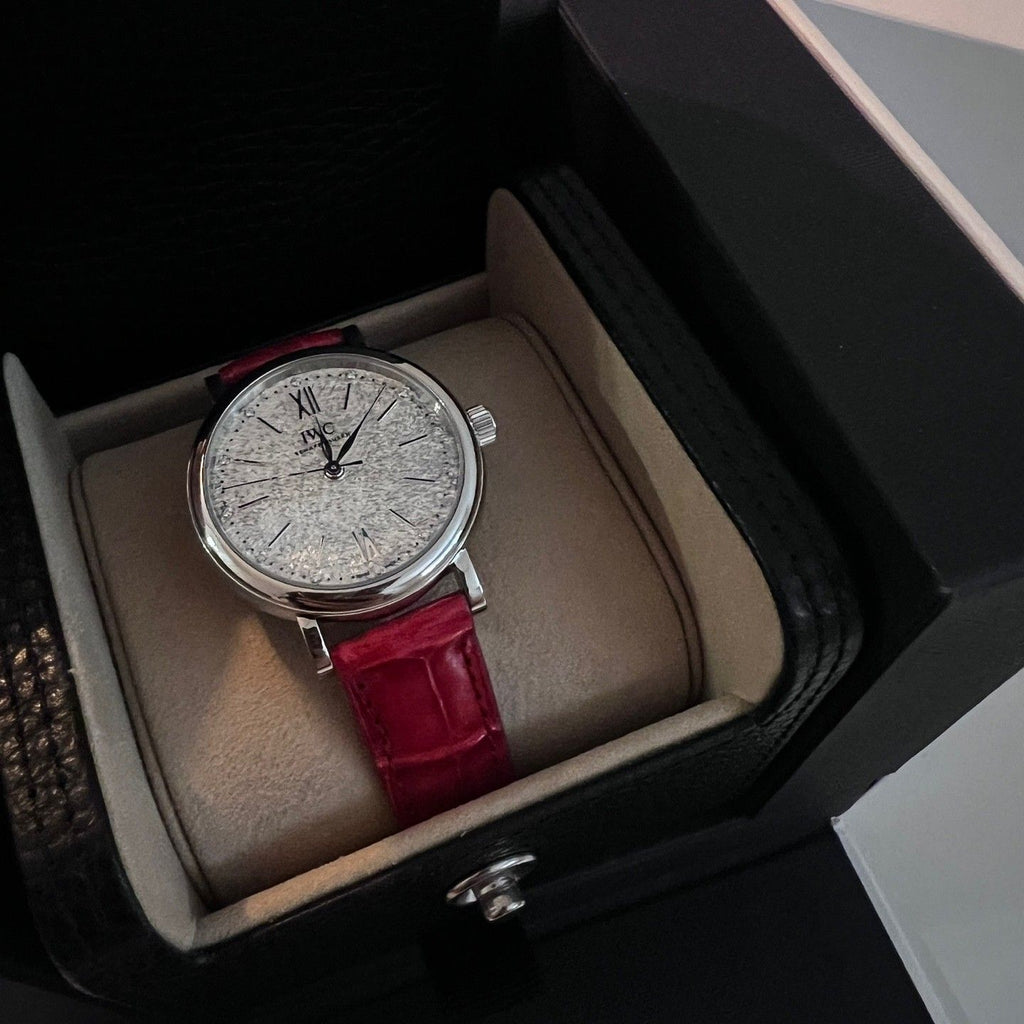 IWC Portofino Automatic Diamonds Silver Dial Red Leather Strap Watch for Women - IW357408 Buy Now By IWC