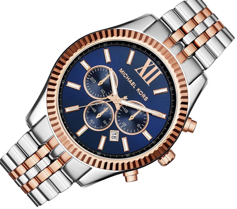 Michael Kors Lexington Blue Dial Two Tone Steel Strap Watch for Men - MK8412 Buy Now By Michael Kors