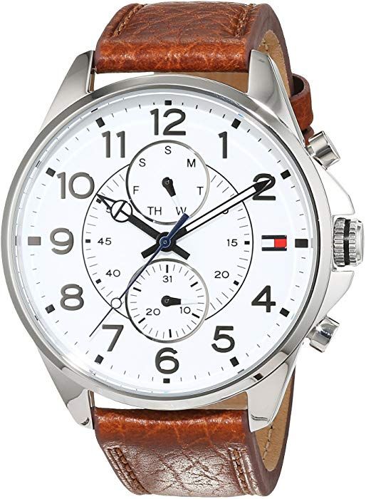 Tommy Hilfiger Dean Quartz Multifunction White Dial Brown Leather Strap Watch for Men - 1791274 Buy Now By Tommy Hilfiger