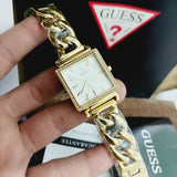 Guess Vanity Diamonds Silver Dial Gold Steel Strap Watch for Women - W1030L2 Buy Now By Guess