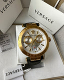 Versace Aion Chronograph White Dial Green Leather Strap Watch for Men - VBR020017 Buy Now By Versace