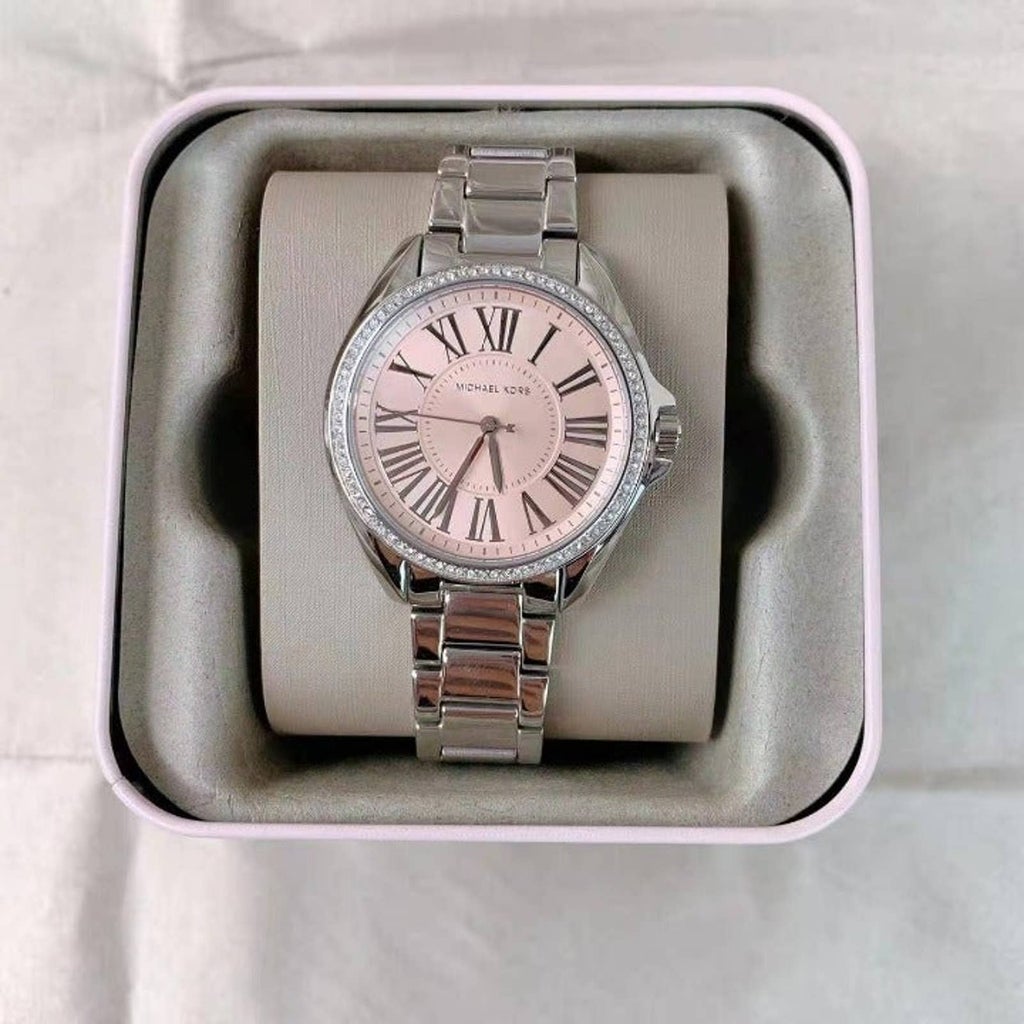 Michael Kors Kacie Three Hand Pink Dial Silver Steel Strap Watch for Women - MK6929 Buy Now By Michael Kors