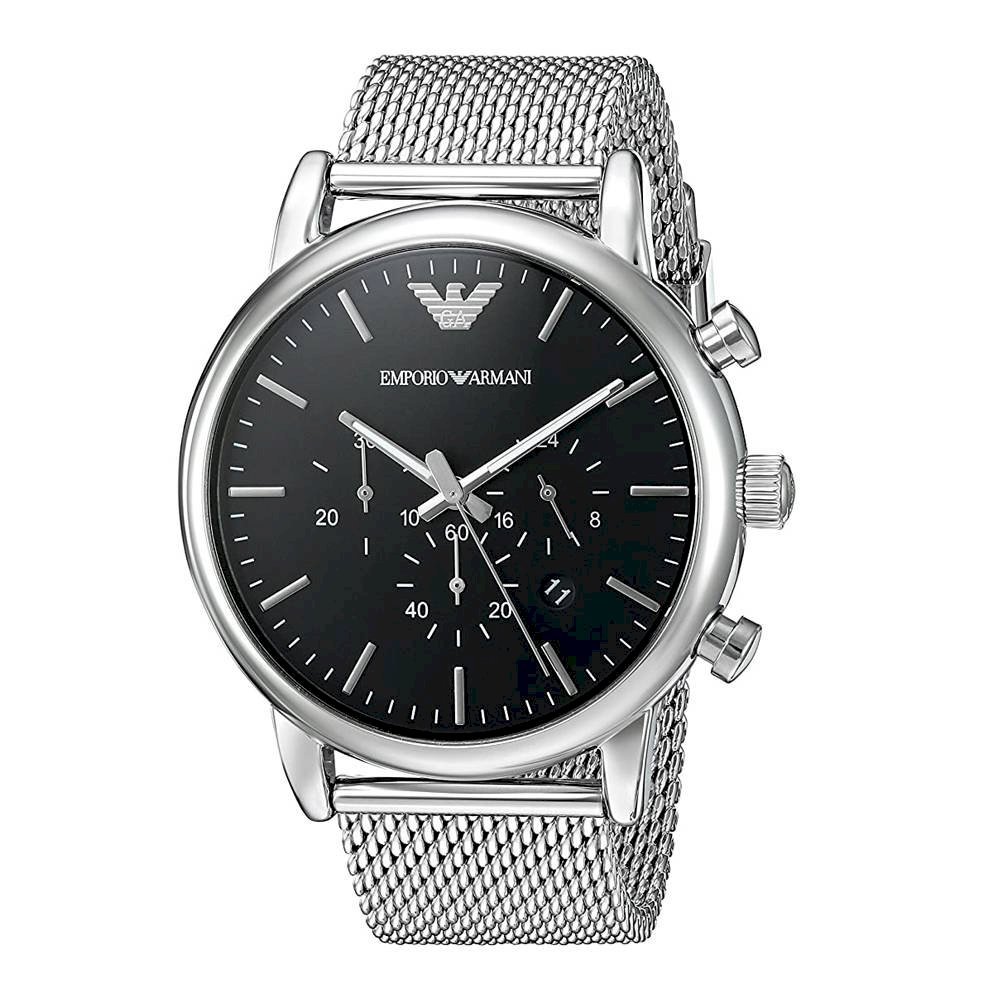Emporio Armani Luigi Black Dial Silver Mesh Bracelet Watch For Men - AR8032 Buy Now By Emporio Armani