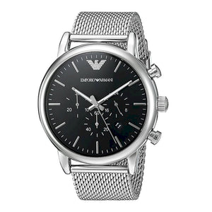 Emporio Armani Luigi Black Dial Silver Mesh Bracelet Watch For Men - AR8032 Buy Now By Emporio Armani