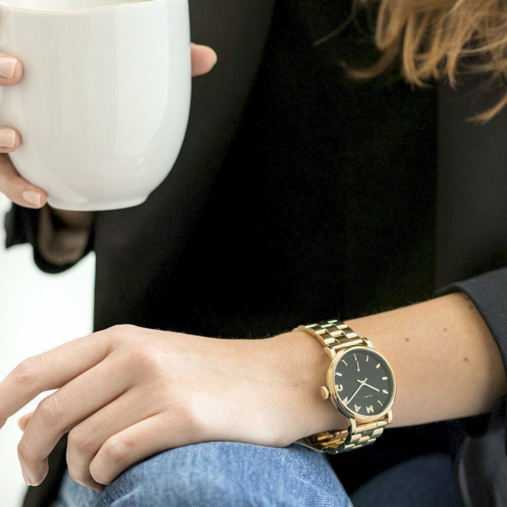 Marc Jacobs Baker Black Dial Gold Steel Strap Watch for Women - MBM3355 Buy Now By Marc Jacobs