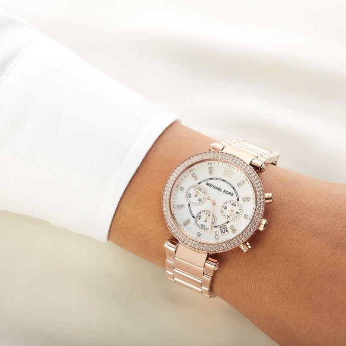 Michael Kors Parker White Dial with Diamonds Rose Gold Steel Strap Watch for Women - MK5491 Buy Now By Michael Kors