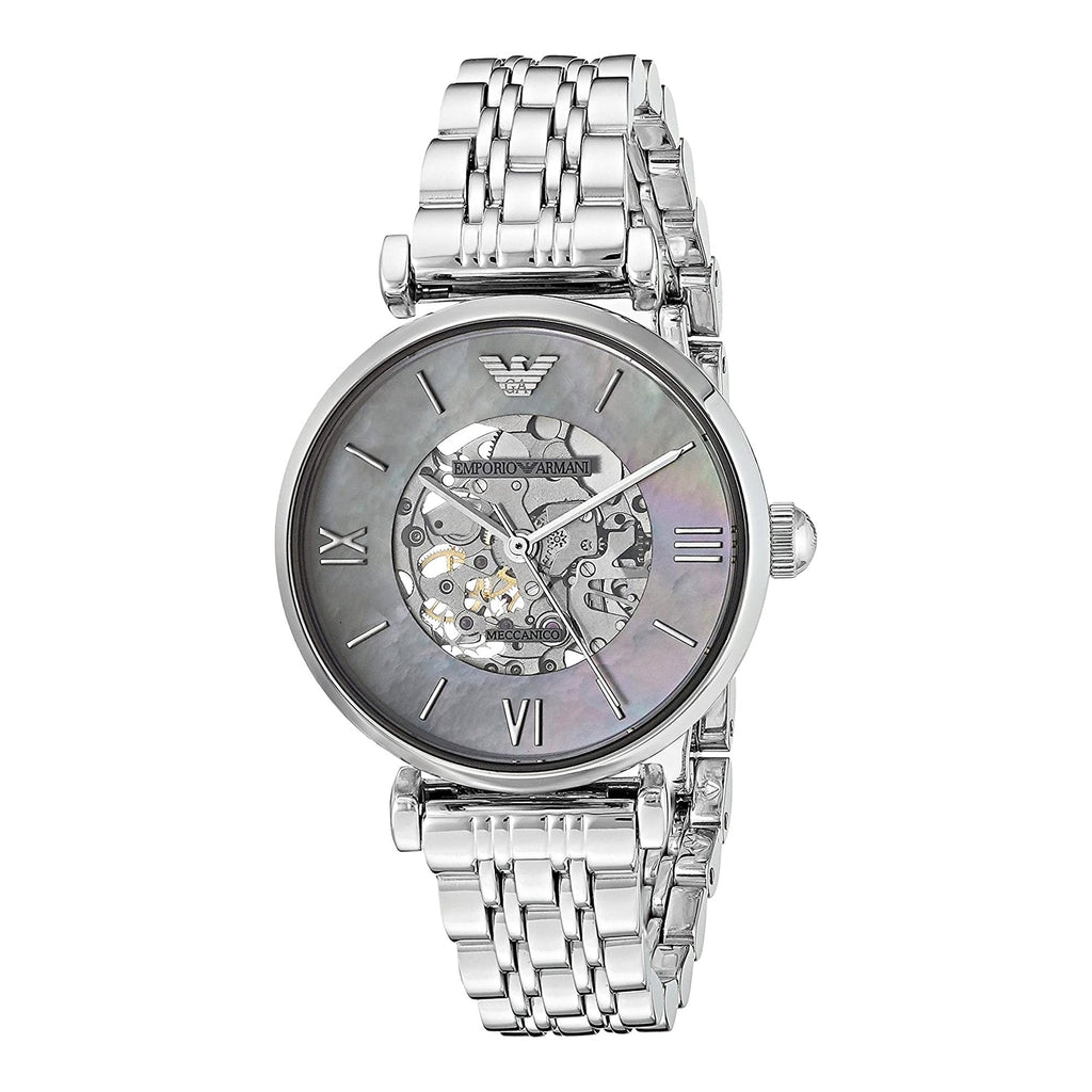 Emporio Armani Meccanico Mother of Pearl Dial Silver Steel Strap Watch For Women - AR1991 Buy Now By Emporio Armani