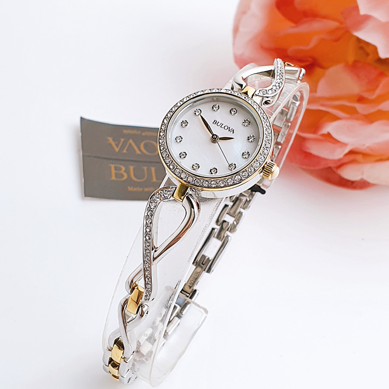 Bulova Analog Crystals Mother of Pearl Dial Silver Steel Strap Watch for Women - 98X109 Buy Now By Bulova