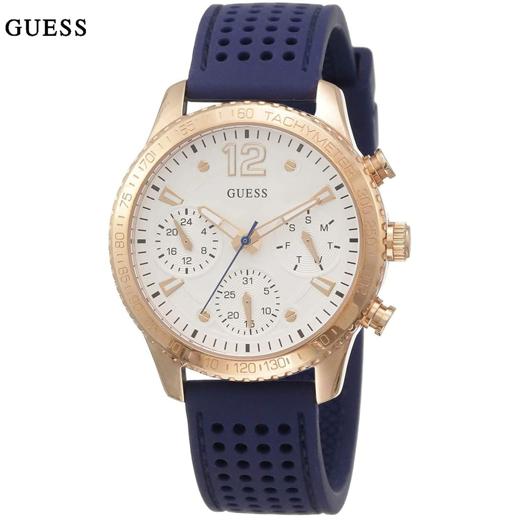 Guess Marina Multifunction White Dial Blue Rubber Strap Watch for Women - W1025L4 Buy Now By Guess