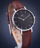 Daniel Wellington Classic Petite St Mawes Black Dial Brown Leather Strap Watch For Women - DW00100237 Buy Now By Daniel Wellington