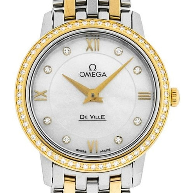 Omega De Ville Prestige Quartz Diamonds Mother of Pearl Dial Two Tone Steel Strap Watch for Women - 424.25.27.60.55.001 Buy Now By Omega