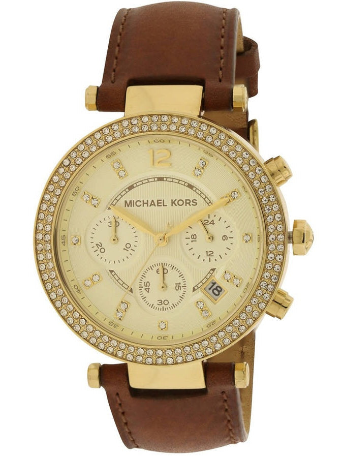 Michael Kors Parker Champagne Gold Dial Brown Leather Strap Watch for Women - MK2249 Buy Now By Michael Kors