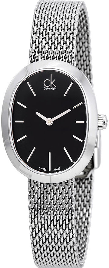 Calvin Klein Incentive Black Dial Silver Mesh Bracelet Watch for Women - K3P23121 Buy Now By Calvin Klein
