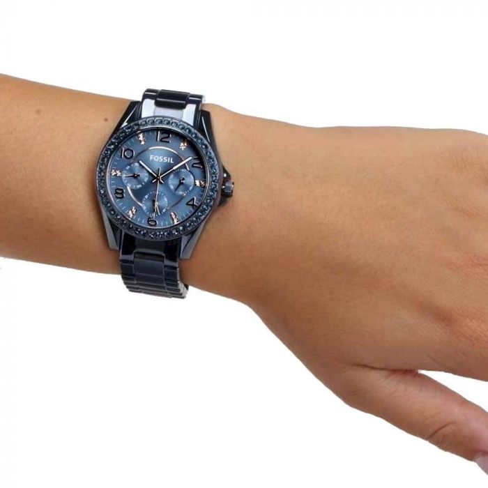 Fossil Riley Quartz Blue Dial Blue Steel Strap Watch for Women - ES4294 Buy Now By Fossil