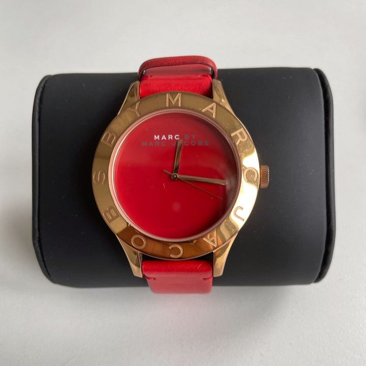 Marc Jacobs Blade Red Dial Red Leather Strap Watch for Women - MBM1204 Buy Now By Marc Jacobs