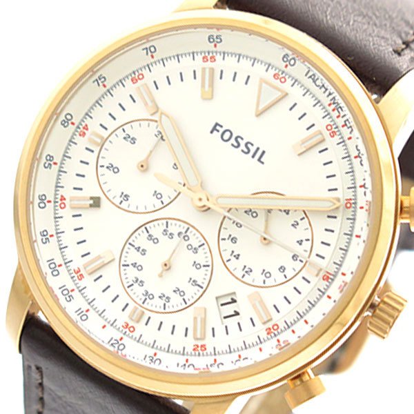 Fossil Goodwin Chronograph White Dial Brown Leather Strap Watch for Men - FS5415 Buy Now By Fossil