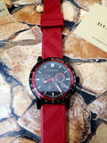 Burberry The City Chronograph Black Dial Red Rubber Strap Watch For Men - BU9805 Buy Now By Burberry