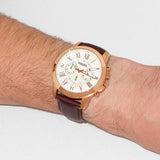 Fossil Grant Chronograph White Dial Brown Leather Strap Watch for Men - FS4991 Buy Now By Fossil