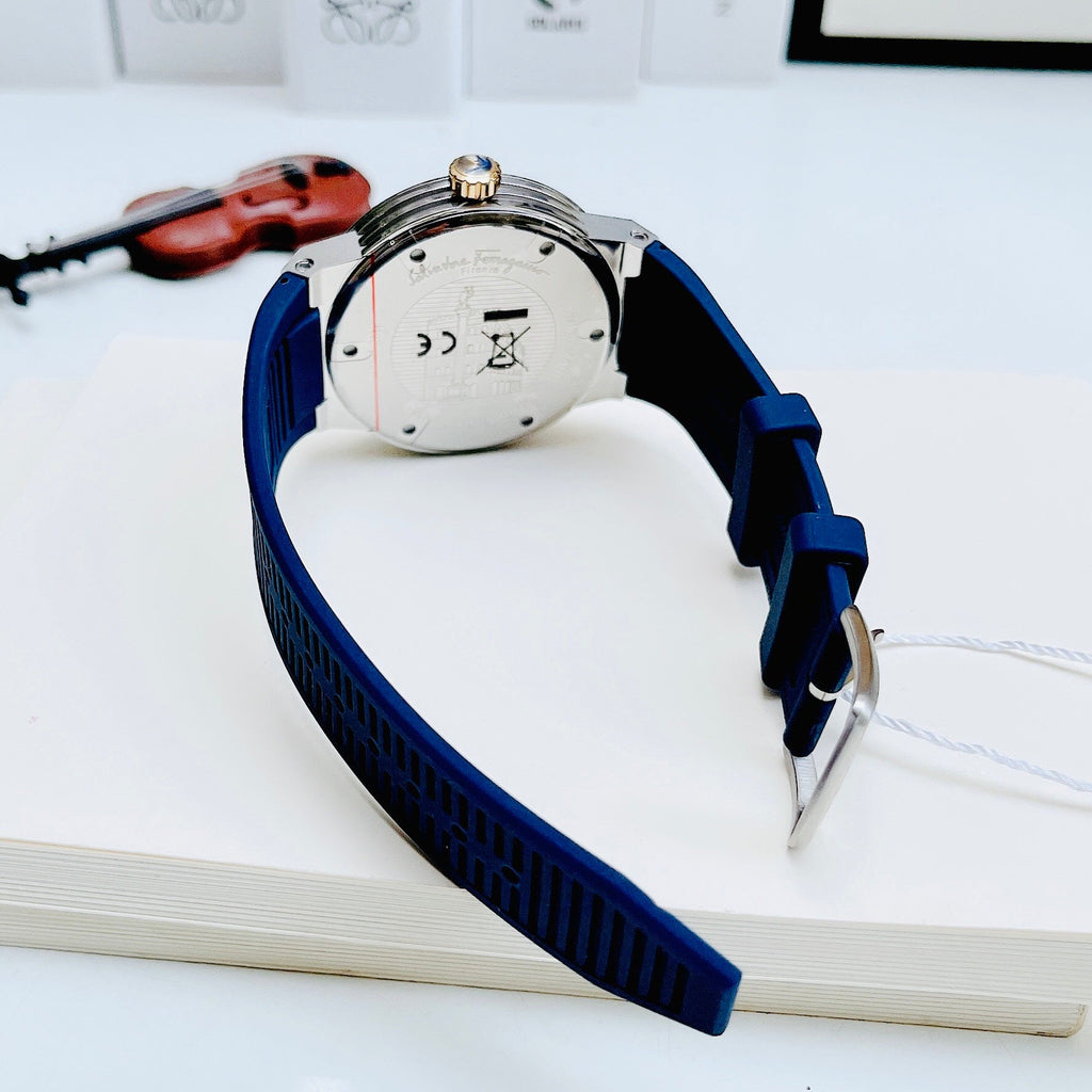 Salvatore Ferragamo F-80 Blue Dial Blue Rubber Strap Watch For Men - SFHY01122 Buy Now By Salvatore Ferragamo