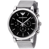 Emporio Armani Classic Chronograph Black Dial Silver Mesh Bracelet Watch For Men - AR1808 Buy Now By Emporio Armani