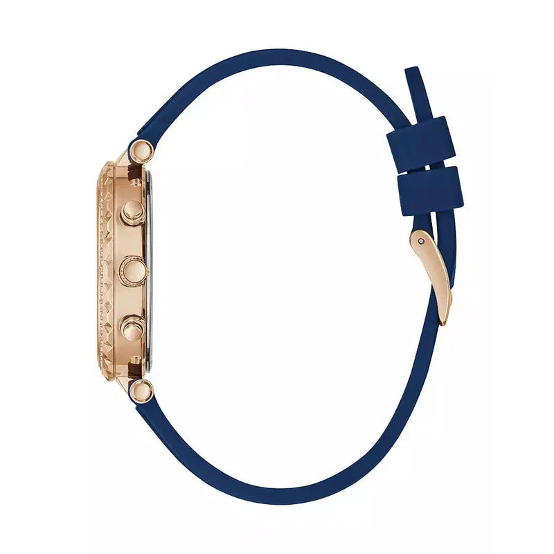 Guess Solstice Diamonds Silver Dial Blue Rubber Strap Watch for Women - GW0113L3 Buy Now By Guess