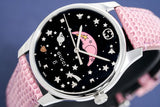 Gucci G-Timeless Moonphase Black Dial Pink Leather Strap Watch For Women - YA1264046 Buy Now By Gucci